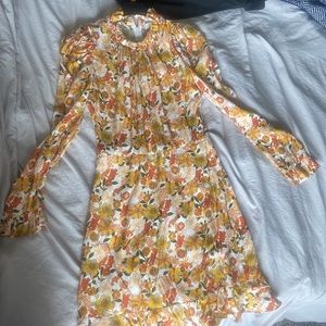 Sandro Floral Print Long Sleeve Mini Dress